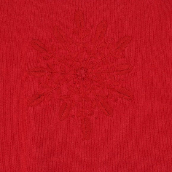 Karen Scott Sweater 2X Womens Plus Red Embroidered Snow Flake Crewneck Pullover - Picture 4 of 7